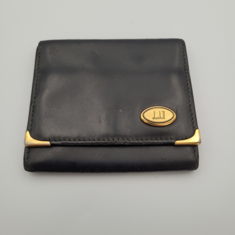 Alfred Dunhill Vintage Black Calfskin Leather Coin Purse Gold Hardware France